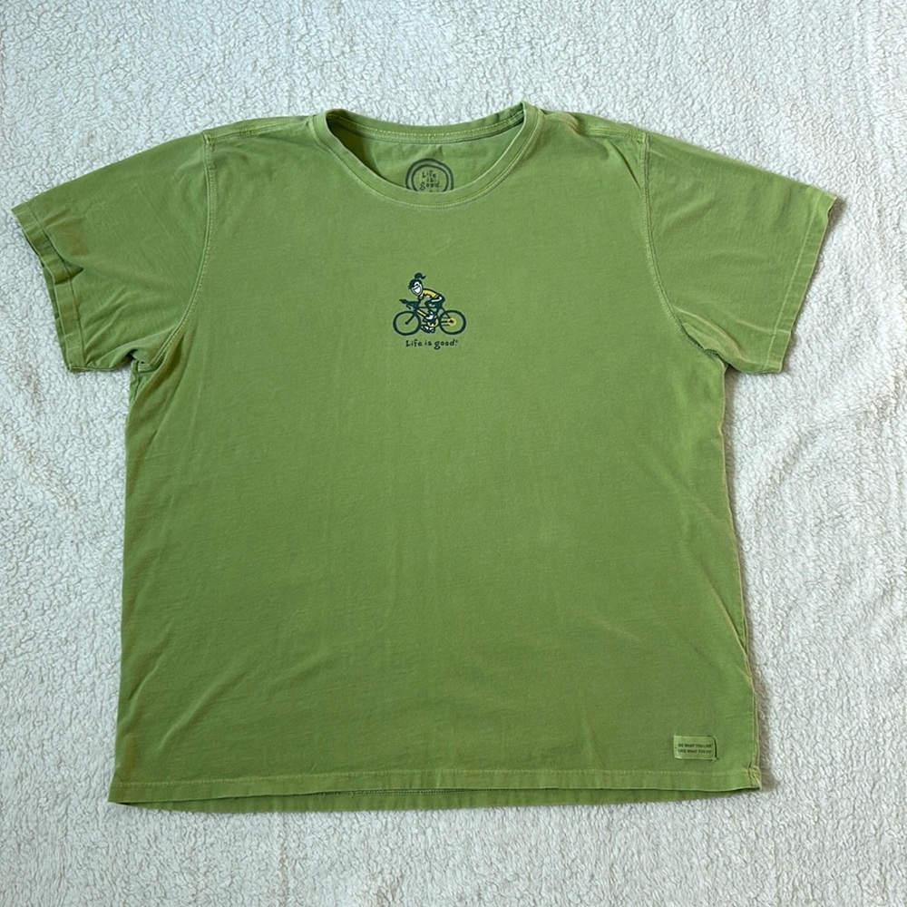 Life Is Good XL Green Tee Shirt - Bike/Biking